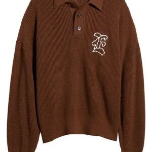 Brown Women's Sweater with Embroidered Logo